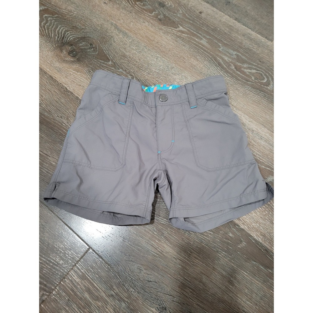 The North Face Girls XS 6 Gray Shorts‎ Blue Stripe Adjustable Waist Hiking #8